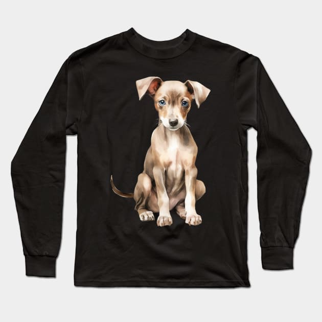 Puppy Greyhound Long Sleeve T-Shirt by DavidBriotArt